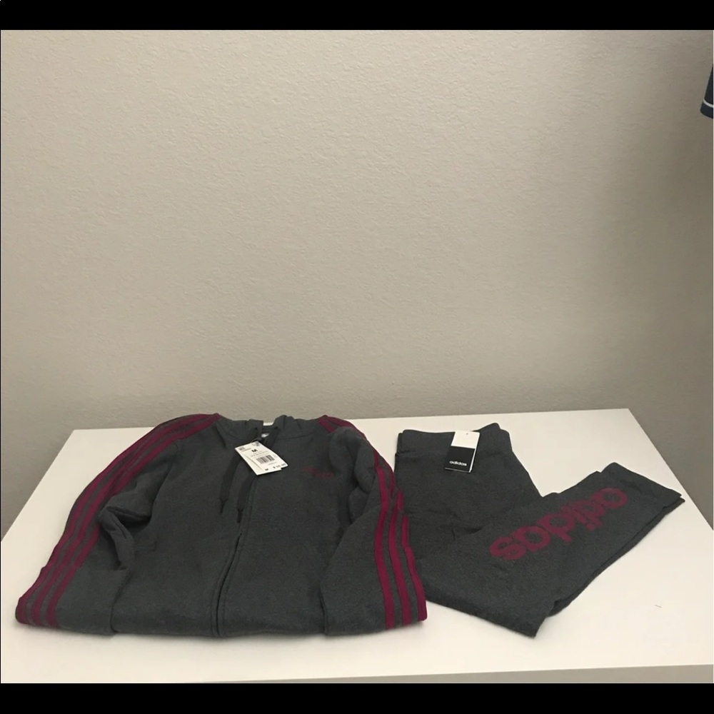 Adidas hoodie and tights set medium